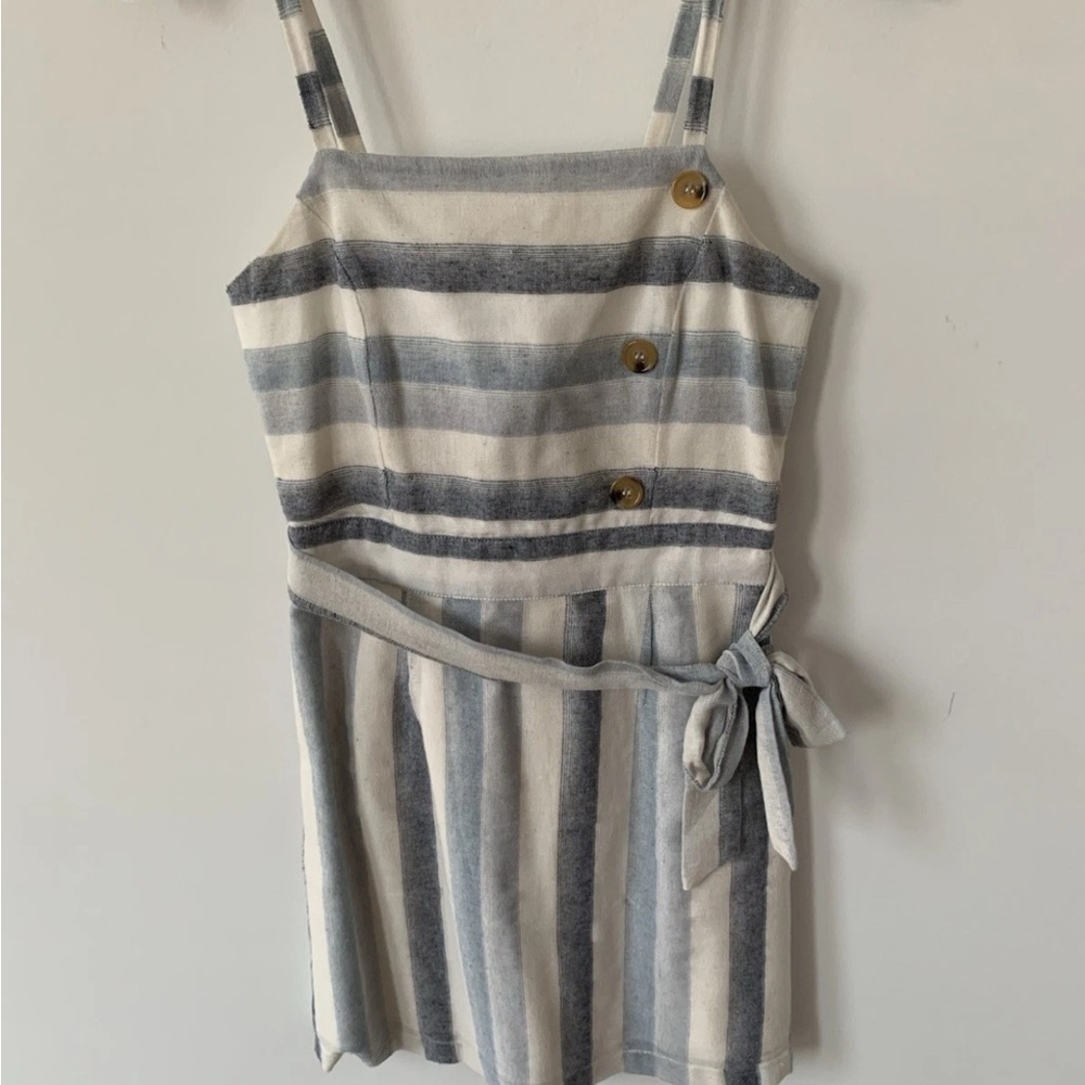 Sugarlips blue, Gray and White Striped Dress cotton Lined XS